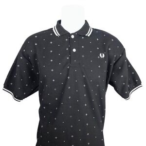 Fred Perry Mens XL Black Geometric Twin Tipped Pique Polo Shirt